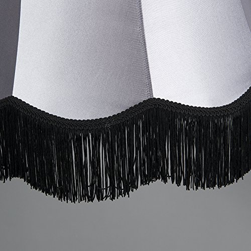 Qazqa Retro Pendelleuchte „Granny“ – Schwarz/grau, 45 Cm | Textilschirm, Dimmbar, Für E27 LED | Wohnzimmer & Schlafzimmer