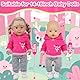 Baby Puppen Kleidung für 14-18 Zoll Babypuppen, 4 Stück Süße 34-45cm Rosenrots Sikahirsch Puppenkleidung, Rosenrots Sikahirsch Hoodie + Graue Hose + Socken + Kleiderbügel, Geschenke für Kinder