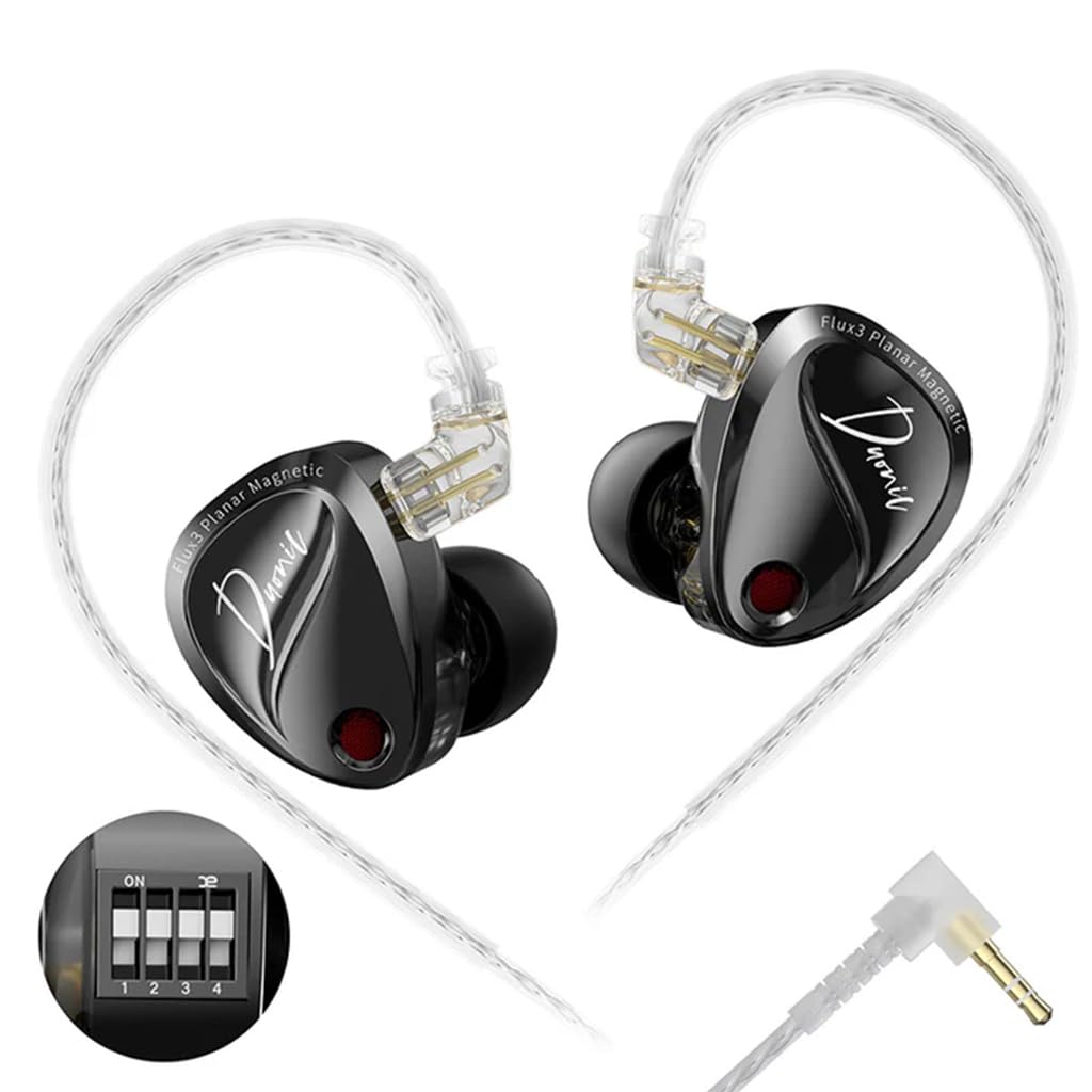 KZ Duonic Hybrid Planar Magnetic in-Ear Monitor, 3X Flux3 8mm Planar + 8mm Super-Linear Dynamic Driver, Bass Improved Switch Version, Black Shell 3.5mm Cable-image-27