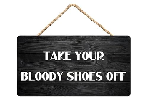 Please Remove Your Shoes Wooden Hanging Sign, Home Door Decor for Hosts, 12X6 Inch