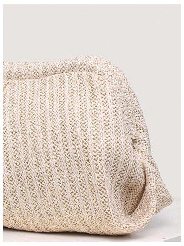Image of Verdusa Women's Straw Woven Clutch Handbags Ruched Cloud Purse