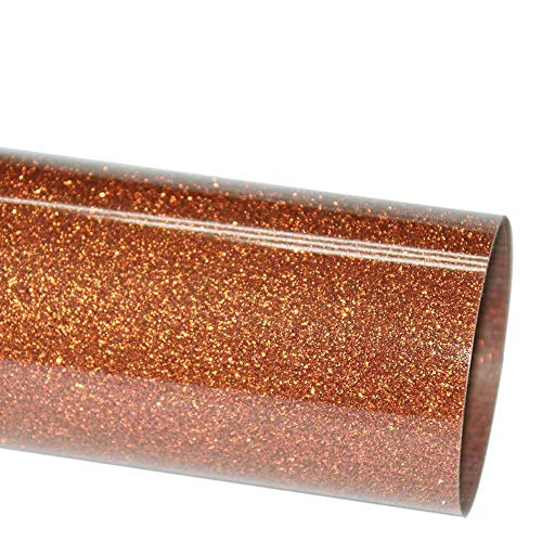 Glitter Heat Transfer Vinyl Roll 2 Sheets 12 inch by 20 inch/Sheet DIY for T-Shirt and Garment Orange