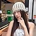 Boho Crochet Beanie Hat with Beads Tassel Fashion Hollow-Out Skull Cap Comfy Lightweight Knit Turban Hat Breathable Casual Headwear (Black)