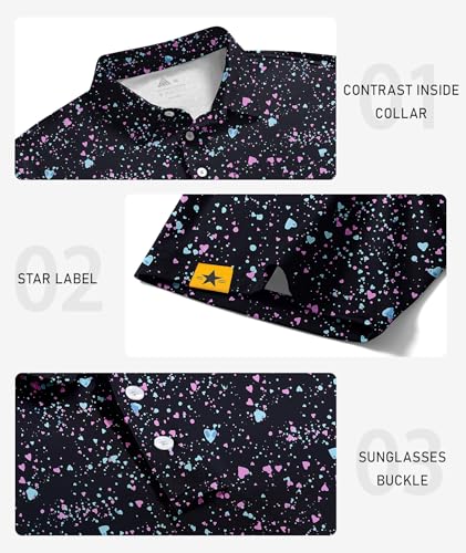 Image of ZITY Mens Golf Polo Shirts Short Sleeve UPF 50+ Performance Moisture Wicking Print Pattern Casual Collared Golf Shirt for Men
