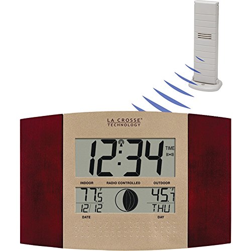 La Crosse Technology WS-8117U-IT-C Digital Wall Clock, with Temperature and Moon Phase