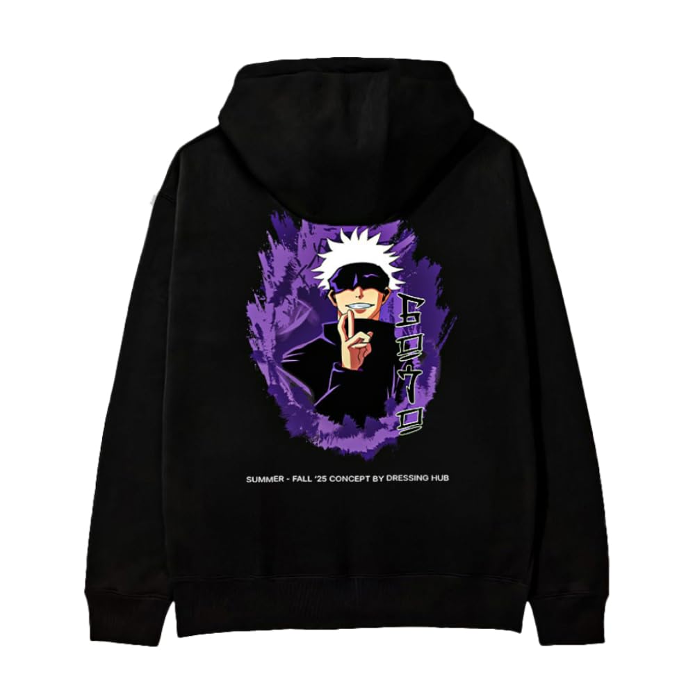 Gojo Satoru Anime Graphic Print Black Hoodie for Men-picture-33