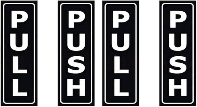 NUOBESTY Push Pull Door Sign Stickers,Back Self-Adhesive Vinyl Decals,Indoor and Outdoor Use - 4 Labels