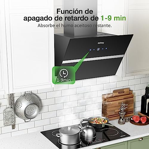 Miniatura 6 de Campana Extractora Inclinada 60cm -Capacidad De Succión De 524 M H, Recirculación 4 Niveles De Potencia Control Tactil, Negro