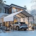 ADVANCE OUTDOOR Metal Roof Carport Kits 10x15 ft Heavy Duty Steel Car Shelter Weather Resistant Hard Top Garage Canopy