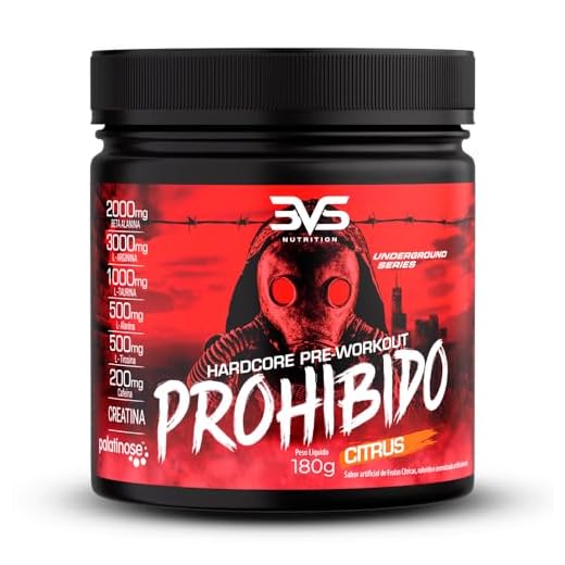 Pré Treino Prohibido Sabor Citrus |Hardcore Pre-Workout, 3VS Nutrition | 2 gr de Beta Alanina | Estimulante para treino | Energia e foco | Explosão de força em seus músculos | Para homens e mulheres