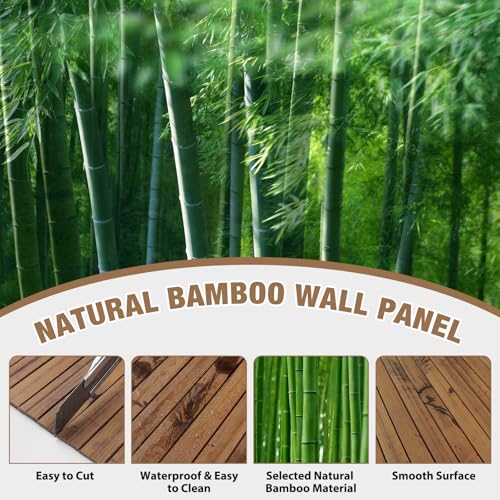 EYAYEN Natural Bamboo Wall Panel for Interior Wall Decor, Pole Wrap Wainscoting Interior Wall Cladding Panel for Kitchen Island, Bedroom, Living Room Office,Decor(16" H x 96" L, Brown Burned) by EYAYEN - Image 3