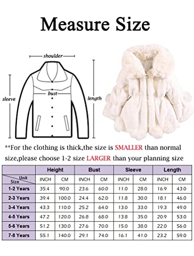 Baby Girls Winter Warm Coats Faux Fur Fleece Zip Up Big Lapel Jacket Outfit Toddler Girls Warm Outwear Coats Kids Baby Solid Thick Clothes With Pocket Overcoat Christmas Gift(White,1-2T) #TOP6