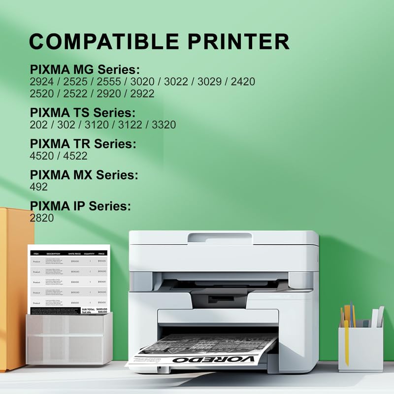 Image of 245XL Ink Cartridge High Yield Ink for Canon 245XL Black Ink PG-245 Work with Canon MG2522 Printer Ink Cartridges Pixma MX490 MX492 TS3100 TS3122 TS3300 TS3322 TR4500 TR4520 TR4522 Printer (2 Black)