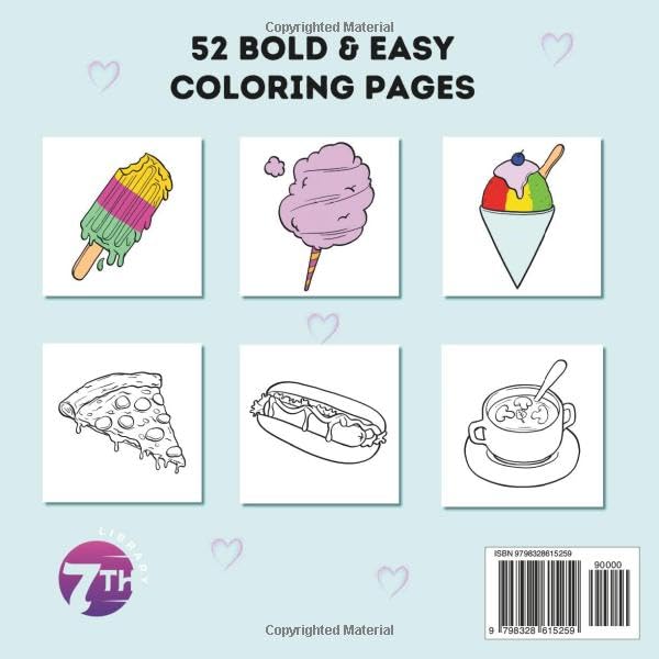 Food and Snacks Coloring Book for Adults and Kids: Deliciously Fun Bold and Easy, Simple and Big Designs for Relaxation Featuring Popular Food, ... (Food and Snacks Bold and Easy Coloring Book) image 3