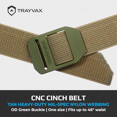 Image of Trayvax Tactical Belt, Nylon Web Cinch Belt for Men and Women, Outdoor Hiking and Military Accessories, CNC Machined