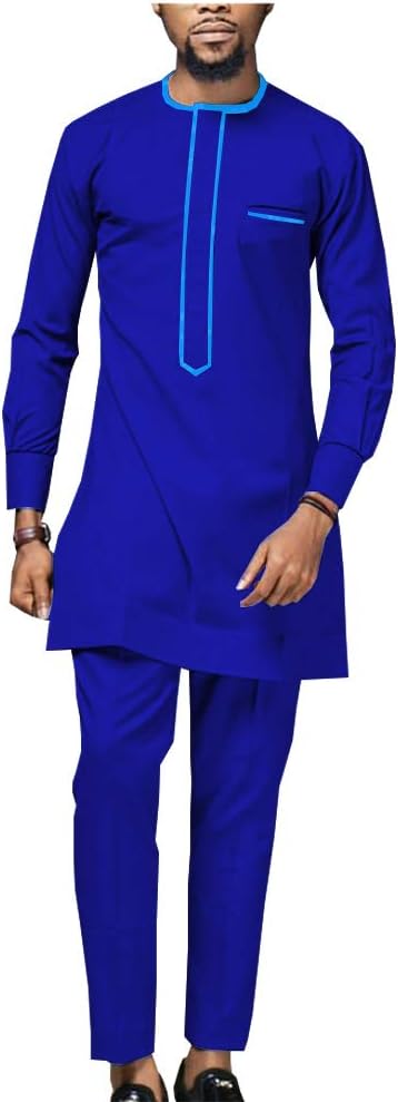 africa-pride Men's Shirt Suit Dashiki Tops Blouse And Ankara Pants Set