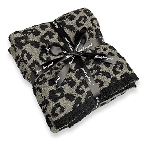 Yarn Leopard Jacquard Throw Blanket Fringe Lightweight Cozy Bed Blanket Soft Throw Blanket Fit Couch Sofa Suitable For All Season,Graphite/Carbon #TOP11