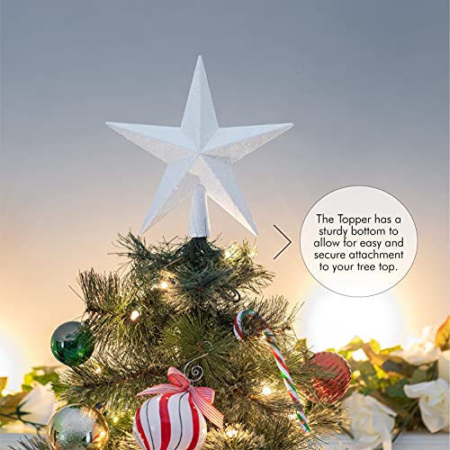 Ornativity Glitter Star Tree Topper - Christmas Decorative Holiday Bethlehem Star Ornament (White) #TOP3