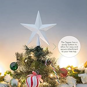 Ornativity Glitter Star Tree Topper - Christmas Decorative Xmas Holiday Bethlehem Star Trees Toppers Ornament Decor (White) 8" Ornativity Glitter Star Tree Topper Christmas Decorative Xmas Holiday Bethlehem Star Trees Toppers Ornament Decor White 8