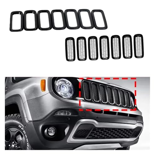 Rejillas delantera de riñón para Jeep Renegade 2015-2017 que mejoran el marco frontal 2