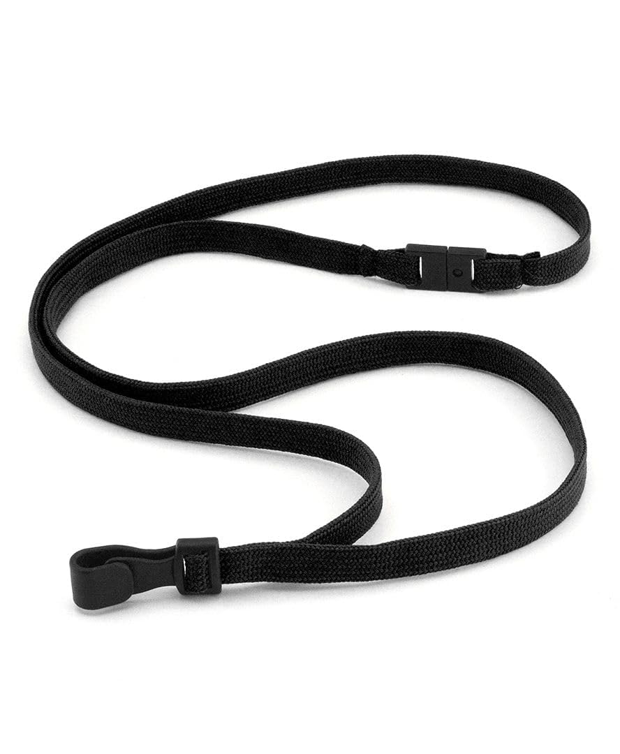 Pack of 100 Black Breakaway Lanyards with Plastic J-Hook Clips Plain Coloured - by LanyardsTomorrow Neck Strap for Key Name Tag Badge Pass Card Holders Bulk Lanyard ID Supplies