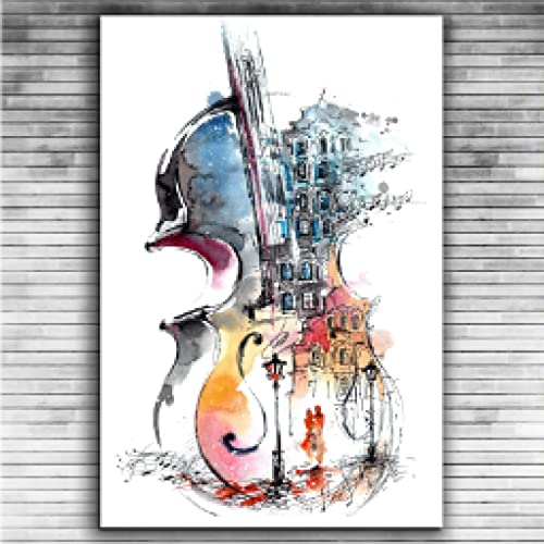 Affiche guitare abstraite 40x60cm pour habiller un mur de salon