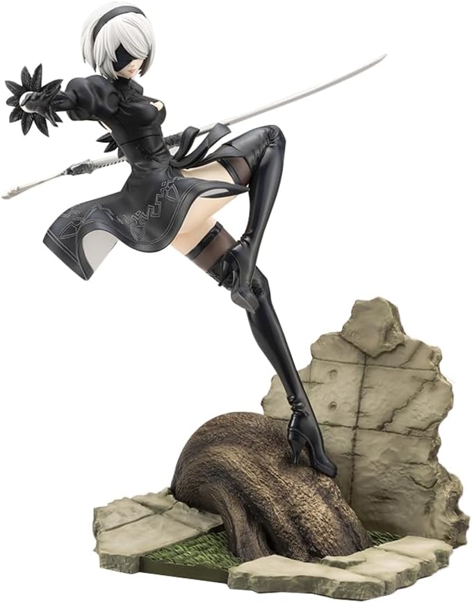 2B Action Figure 2Bautomata Anime Figure 11" Interchangeable Heads No.2 Type B Figurine 2Byorha Statue Model Desktop Decoration Collectibles Gift