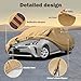 FSGRICH Prius Car Cover Waterproof All Weather Compatible with Toyota Prius 2004-2024, Outdoor Heavy Duty Anti-UV Car Covers Rain Sun Snow Protection with Zipper and Windproof buckle(Camel with Brown)