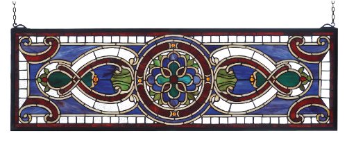 Meyda Tiffany 77907 Evelyn in Lapis Transom Stained Glass Window Panel, 35