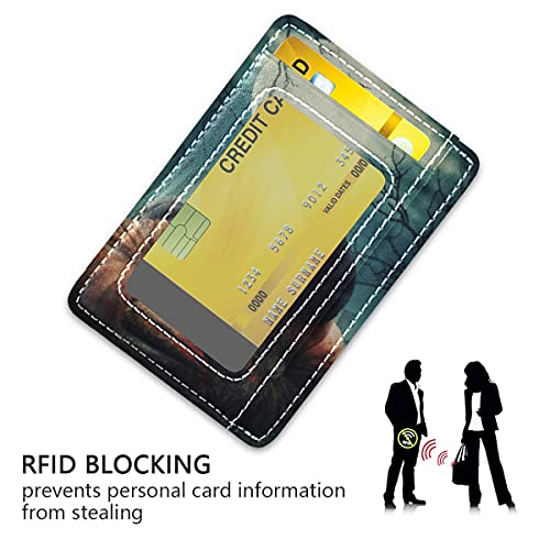 susiyo Halloween Black Cat On Pumpkin Slim Minimalist Wallets Rfid Blocking Card Wallets PU Leather Front Pocket Wallets for Men and Women3
