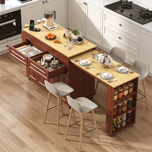 Extendable Mobile Kitchen Island Cart