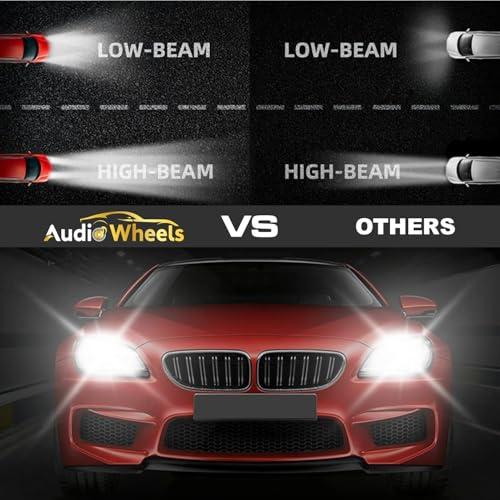 Image of Audio Wheels H4-110W Car Led Headlight Bulbs, 16,000 Lumens Super Bright LED Headlight Conversion Kit for Cars 6000K Cool White Quick Installation Halogen Replacement, Pack of 2