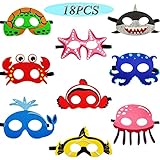 18 Packs Ocean Animal Felt Masks Party Favors for Kids, Under the Sea Animal Birthday Party Supplies Birthday Gift for Boys Girls