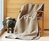 Warme Kuscheldecke Wolldecke Naturalana Doubleface Sofadecke Couchdecke Wohndecke - 100prozent Schurwolle vom Merinoschaf (kbT) - 150 x 200-220 cm versch. Farben (Beige meliert, 150 x 220 cm)