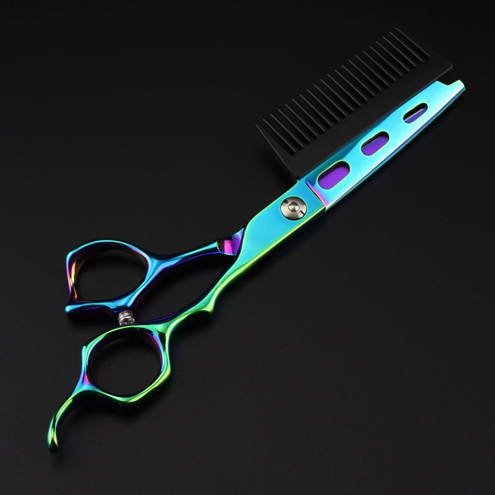Haarschneideschere, 6 Zoll, professionelle JP440c-Stahl-Grün, 2-in-1-Haarschneideschere mit Kamm, Haarschnitt, Friseurschere, Haarschneideschere
