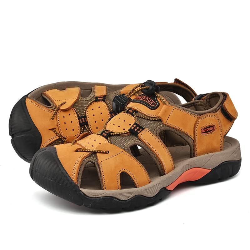 Men's Sport Sandals Outdoor Hiking Leather Closed Toe Sandals Athletic Lightweight Summer Walking Casual Sandals Water Shoes3