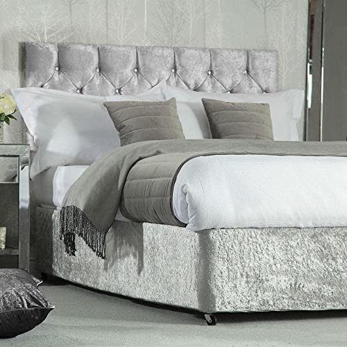 Tour de lit en velours écrasé gris argenté pour lit simple, double, king size, super king size (simple) Cover