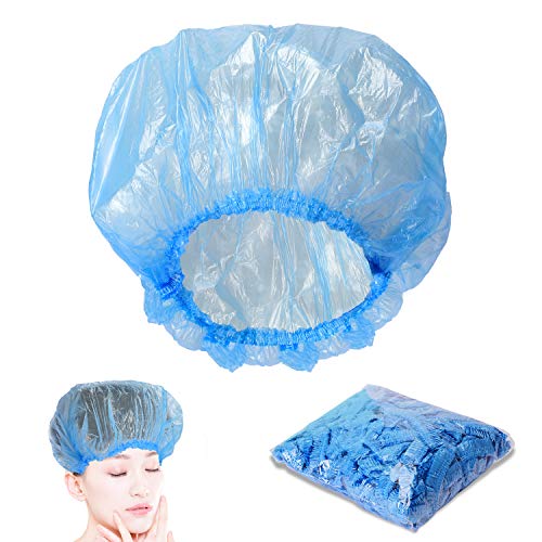 Disposable Shower Cap, Elastic Bath Cap,Waterproof Hair Head Cover Shower Cap For Home Use,Hotel and Beauty Salon,Pack of 120 （Blue)