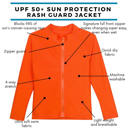 Swimzip Little Boys' Long Sleeve Rashguard Zipper Upf 50+,Orange,2T #TOP1