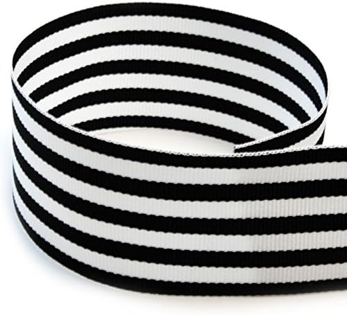 USA | American Made 1-1/2" Black & White Monarch Striped Grosgrain Ribbon - 100 Yards (Multiple Colors & Widths Available)