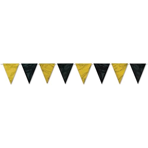 Beistle Black & Gold Pennant Banner – 12-Foot All-Weather Flag Garland