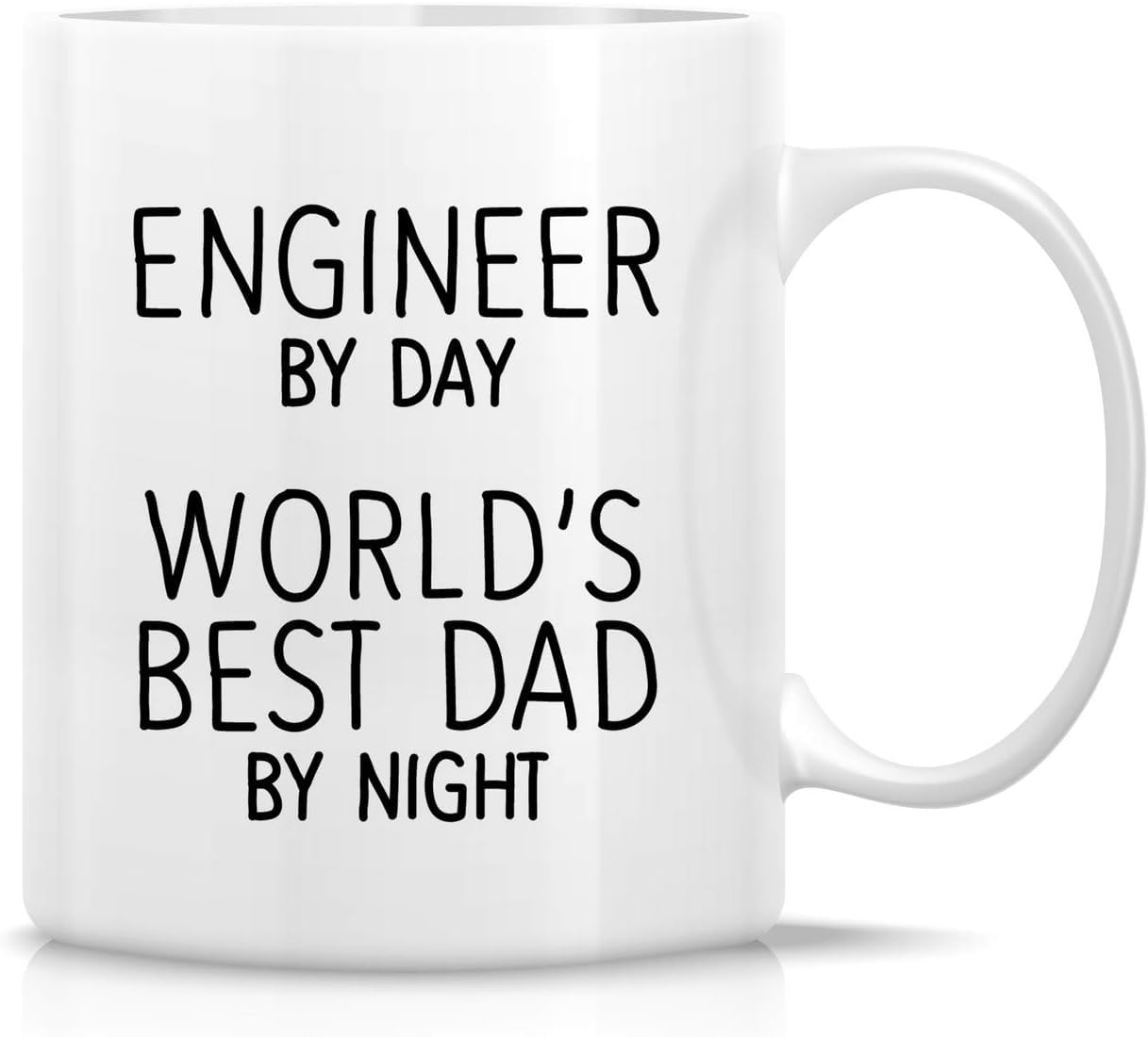 GET MUGGED Engineer by Day World's Best Dad by Night Printed White Coffee Mug | Ceramic Tea Mug | Mug for Gift | Birthday | Anniversary | Inspirational Motivational Quotes, 11Oz
