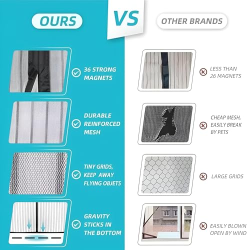 Image of Twolight Polyester Magnetic Mosquito Net for Door | Mosquito Curtain for All Door Types | Auto-Closing Insect Screen to Keep Mosquito Out (Black, Size-210 x 100 Cms)