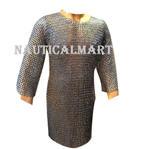 NauticalMart Chain Mail Hauberk Flat Riveted Washer Maille Chest 45 Large Galvanized