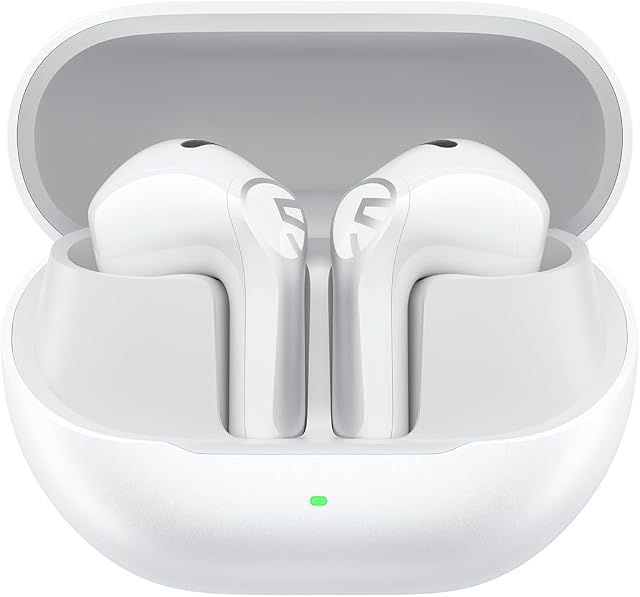 SOUNDPEATS Air6 HS BT 6.0 Ecouteurs sans fil, écouteurs semi-in-ear 13mm Pilote bio-composite triple aimant, LDAC Sans perte & Audio Hi-Res 45H L'heure du jeu, 4-Mic Annule le bruit, IPX5 (Blanc)