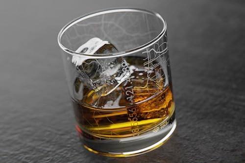 Vista 78 de Well Told Vaso grabado de Washington DC Map Rocks, vidrio de whisky antiguo (11 onzas, transparente), regalo para los amantes del whisky 147-Claro