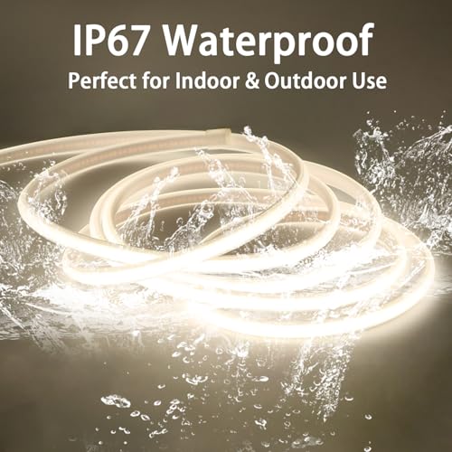 Image of AC 110V LED Lights 32.8 ft, Outdoor LED Strip Lights Waterproof IP67 Cuttable Flexible COB LED Light Strip 320LEDs 4000K White Super Bright Lighting for Bedroom Kitchen Under Cabinet Lights