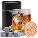 Moiuguli Gifts for Grandad, 8Pcs Personalised Whiskey Glass for Grandad, Grandpa Pint Glass Gift Exquisite Box, Whiskey Glass Gift Suitable for All Drinks, Best Gran dad Gifts for Birthday Christmas