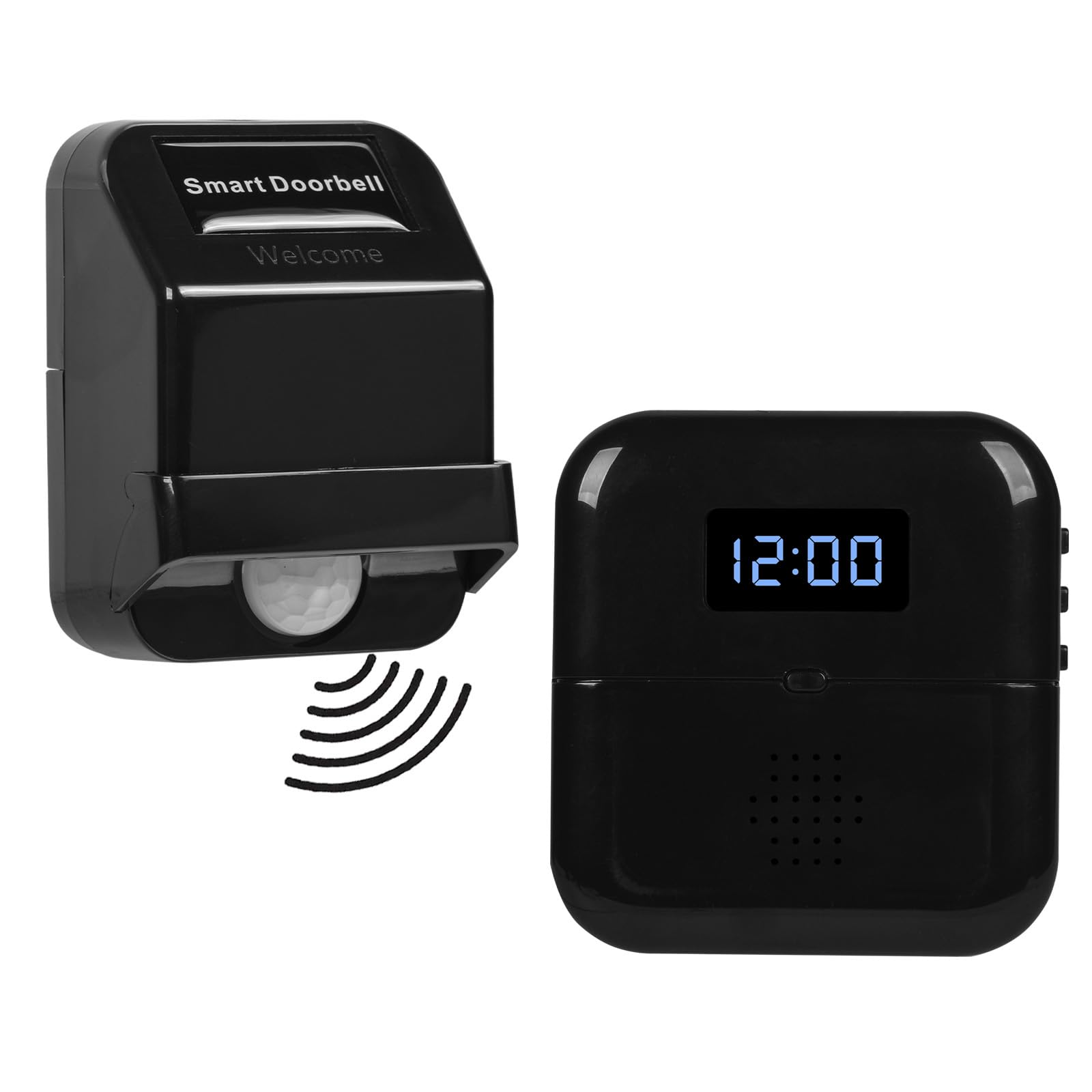 HommyFine Motion Sensor Detector Wireless PIR Security Alarm, Welcome Doorbell, Mailbox Alert, Dogs and Cats Passing Reminder for Business Hotel Home Office (Black 0101)