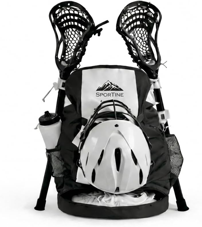 Extra Large Lacrosse Backpack, Shoe Compartment and Two Lax Stick Holders, Holds All Field Hockey or Lacrosse Equipment, Multifunctional Sports Backpack Waterproof Bag for Adults